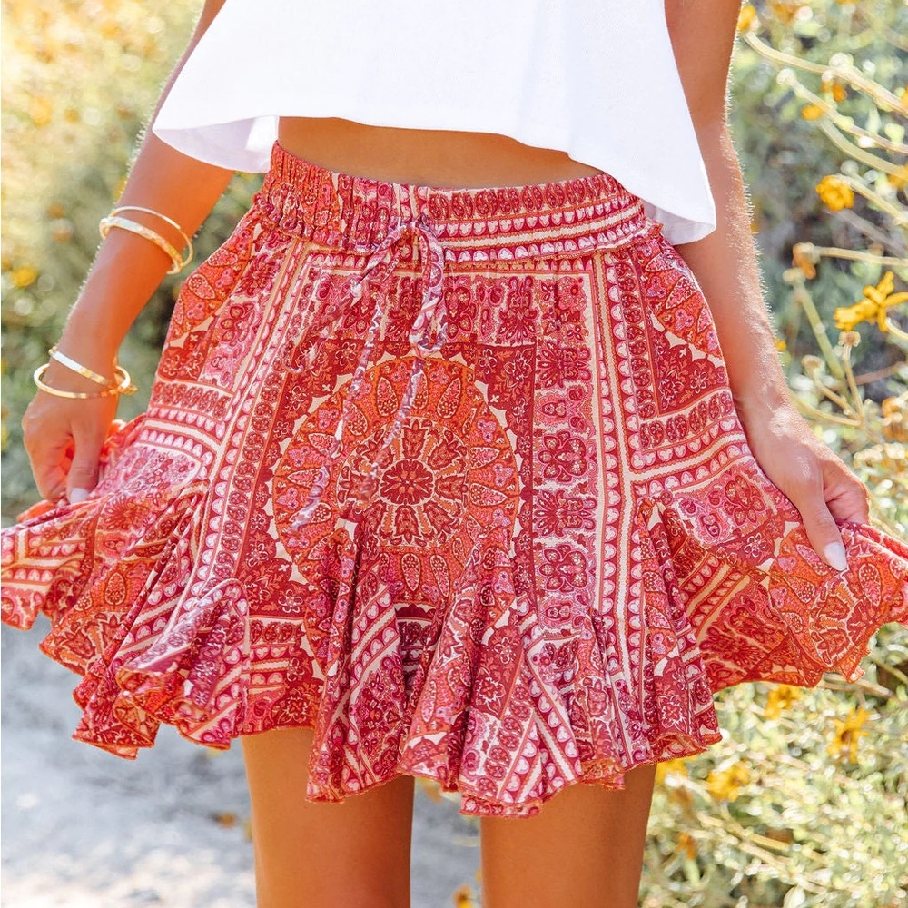 Whitfield Paisley Ruffle Mini Skirt